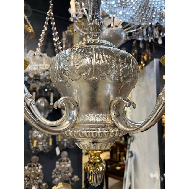 1900 - 1909 1900 Caldwell Silver and Gild Bronze Chandelier 5 Lights For Sale - Image 5 of 8