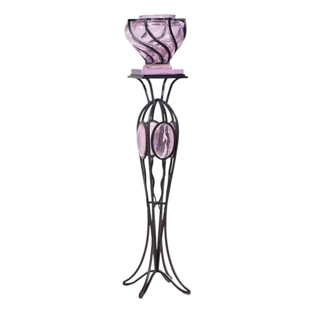 André Dubreuil for Daum Monumental Chantilly Vase and Pedestal For Sale