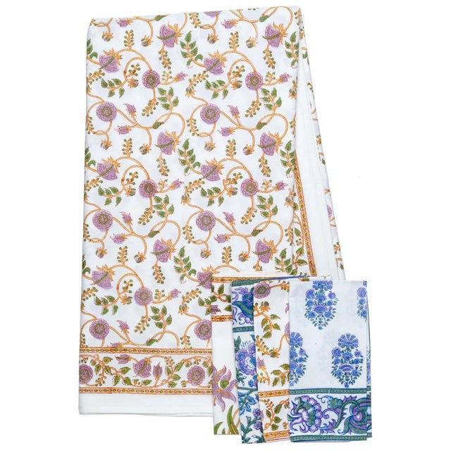 Gina Tablecloth, 6-seat table - Lilac & Green For Sale - Image 4 of 5