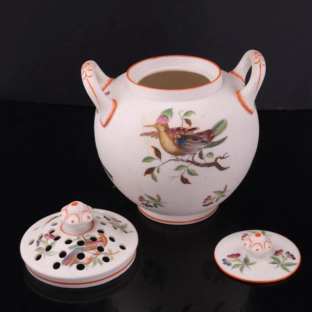 Antique Parian Pot Pourri Vase with Enamelled Birds attributed to Minton For Sale - Image 4 of 18