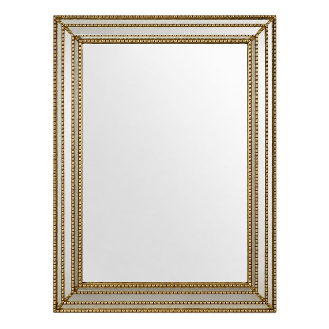 Brass and Beveled Glass Wall Mirror, 1930s For Sale