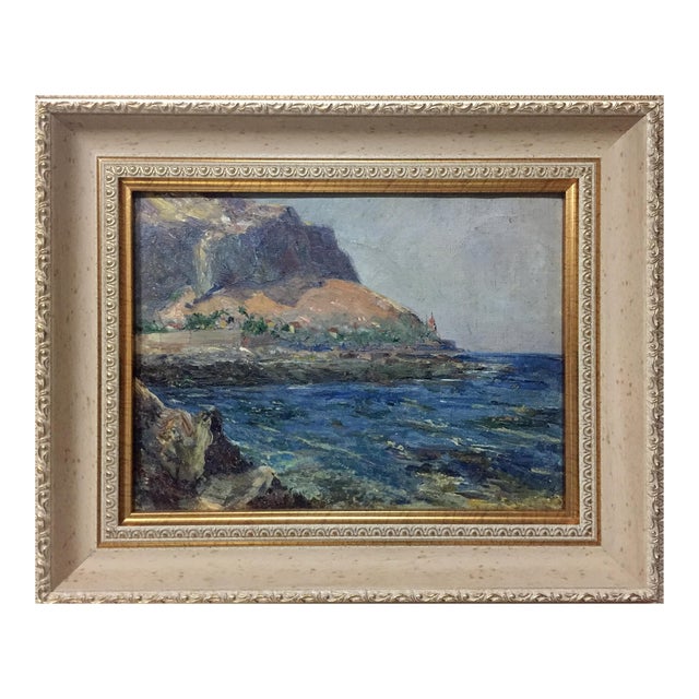 Impressionist Style Rocky Shoreline Oil Painting "Twilight" Paul Christiaan Bos For Sale
