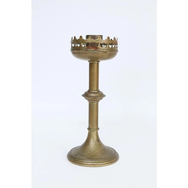 Antique French Gilt Brass Altar Candlesticks - Set of 3 For Sale - Image 4 of 11