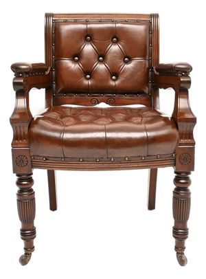 Antique Victorian Library Desk Chair, 1870