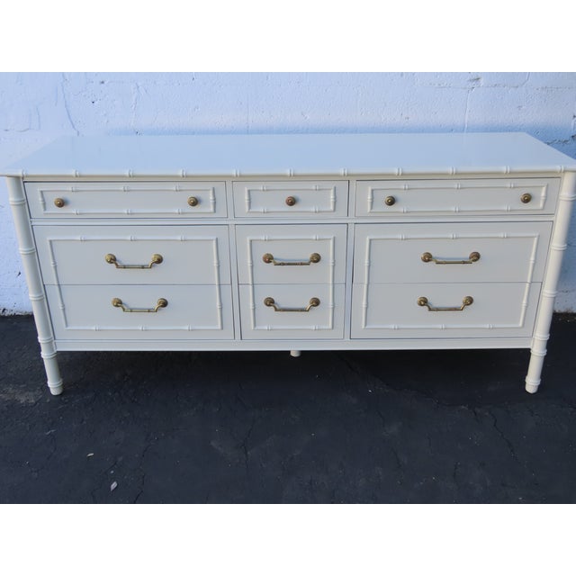 Hollywood Regency Thomasville Hollywood Regency Faux Bamboo Painted Long Sideboard Dresser 6645 For Sale - Image 3 of 18