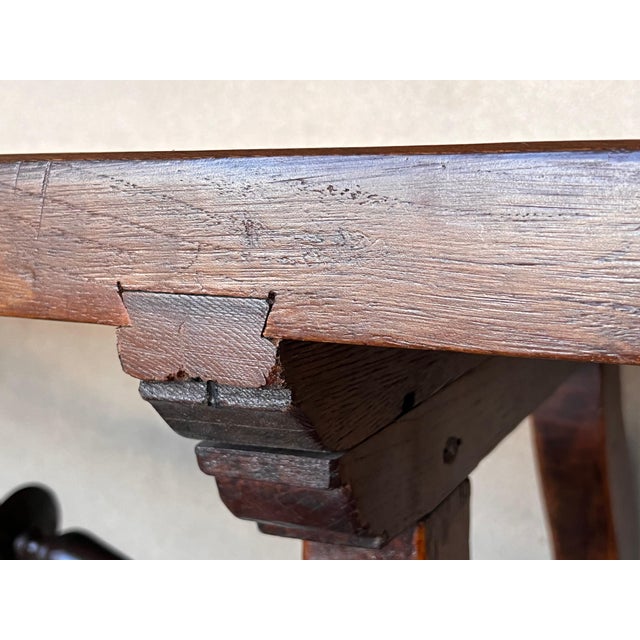 Late 18th Century 18th Dining or Console Table of Walnut with Lyre Legs and Heavy Top, Spain For Sale - Image 5 of 18