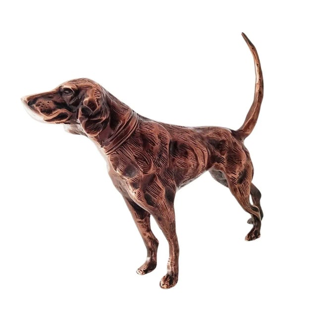 Antique Copper Finish Metal Dog Sculptures For Sale - Image 6 of 7