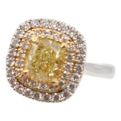 Mid 20th Century Gia Yellow Diamond Ring, Size 7 For Sale
