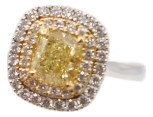 Mid 20th Century Gia Yellow Diamond Ring, Size 7