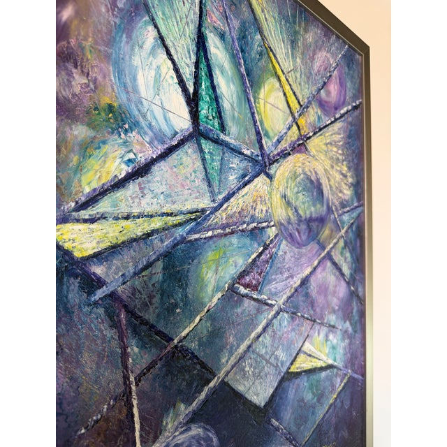 Vintage Noney Coleman "Escape" Geometric Abstract Oil on Canvas – Framed For Sale - Image 9 of 12