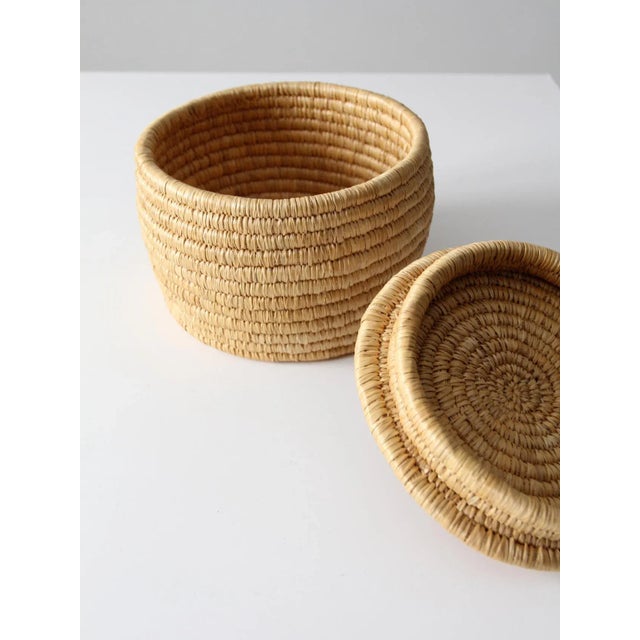 Vintage Basket With Lid and Carved Stone Handle For Sale - Image 10 of 13