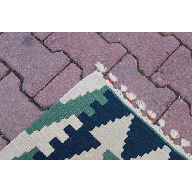 Mint 1960s Rustic Farmhouse Handmade Wool Kilim For Sale - Image 8 of 11