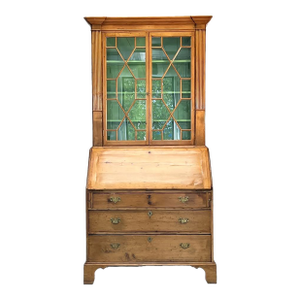 Antique English George III Chippendale Slant Front Secretary Bookcase