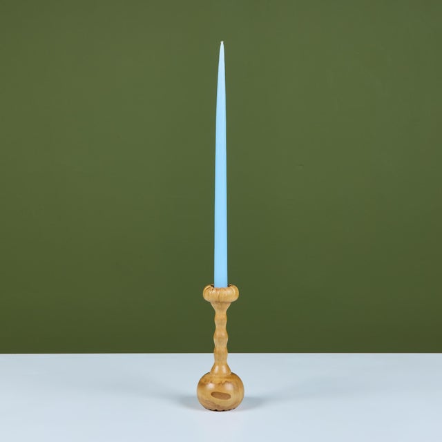 Hand Turned Spalted Birch Candlestick Holder by Evan Segota For Sale - Image 4 of 13