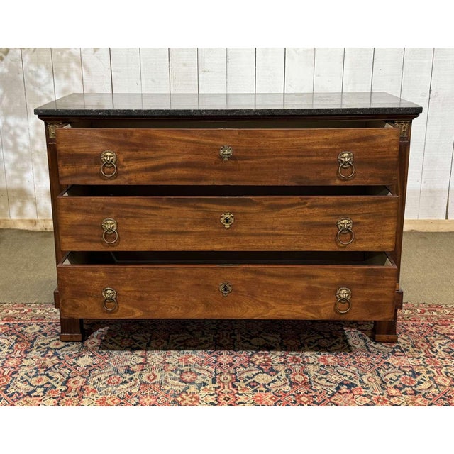 19th Century Empire Mahogany Chest of Drawers with a Marble Top For Sale - Image 5 of 18