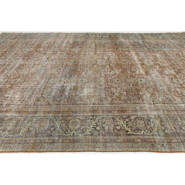 Traditional Antique Mahal Wool Rug With Muted Terracotta & Sage Palette For Sale - Image 3 of 11