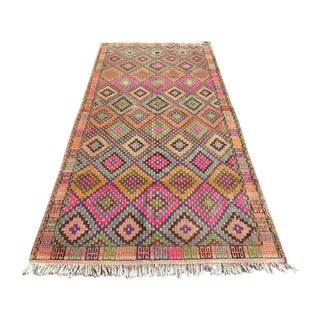 Vintage Turkish Kilim Rug - 5′4″ × 11′ For Sale