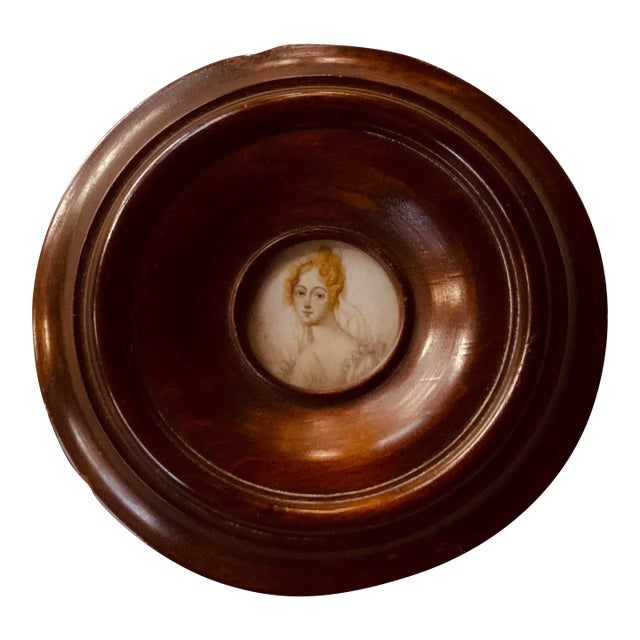 Early American Federal Portrait Miniature, Oil on Bone Canvas, Original Roundel Frame, Circa 1830 For Sale