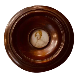 Early American Federal Portrait Miniature, Oil on Bone Canvas, Original Roundel Frame, Circa 1830