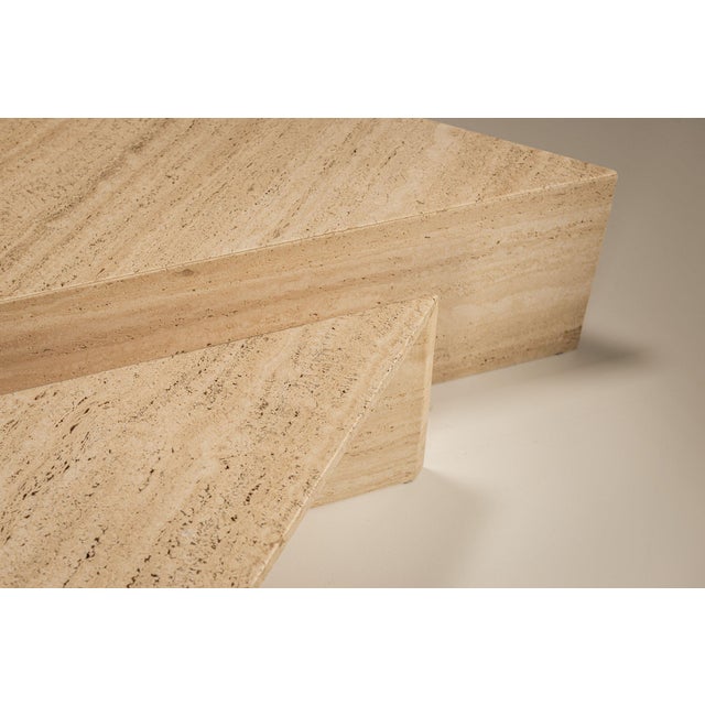 Large Triangular Travertine Coffee Table, 1970s, Set of 2 For Sale - Image 10 of 14