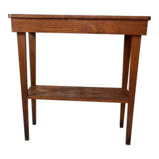 Antique Primitive Oak Two Tier Work Table For Sale