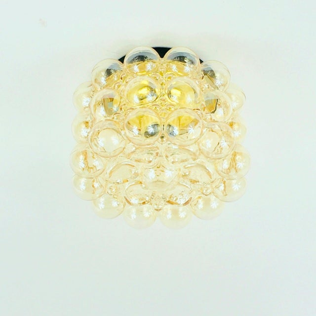 Mid-Century Modern 1960s Mid-Century Modern Amber Bubble Glass Ceiling Lights/Flush Mounts by Helena Tynell for Limburg - a Pair For Sale - Image 3 of 8