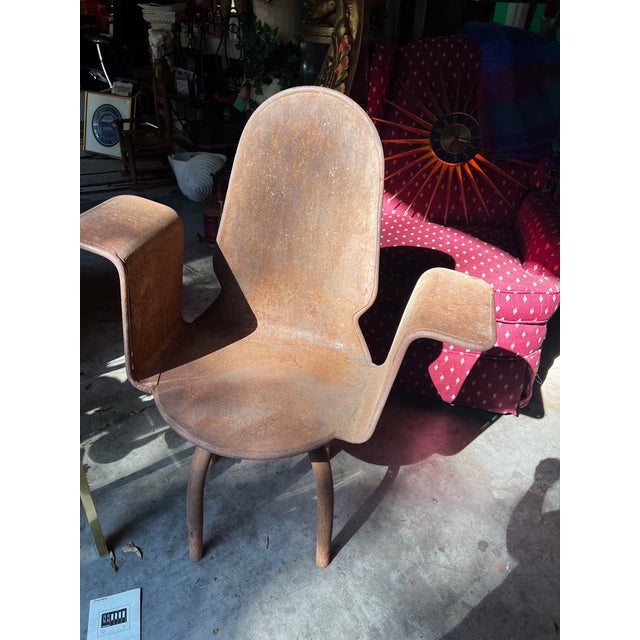 Abstract Vintage Geometric Abstract Metal Chair in the Style of Oswald H For Sale - Image 3 of 12