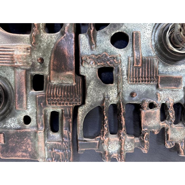 Mid-Century Modern Large Brutalist Relief Ceramic and Slate Stone Wall Lamp from Brakelmann & Becker, 1960s For Sale - Image 3 of 18