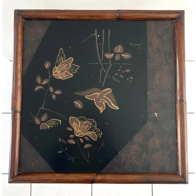 Palecek Palacek Edwardian "Art De Chine" Black Lacquer and Bamboo End Table For Sale - Image 4 of 8