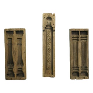 Antique Wooden Plaster Gesso Cornicing Moulds, 1880, Set of 3 For Sale