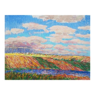 Impressionism Oil Painting, River Landscape, 1960s For Sale