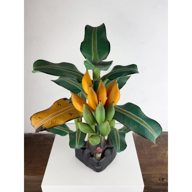 1950s Mid-Century Hand-Carved Wooden Banana Tree Sculpture, South America, 1950s For Sale - Image 5 of 18