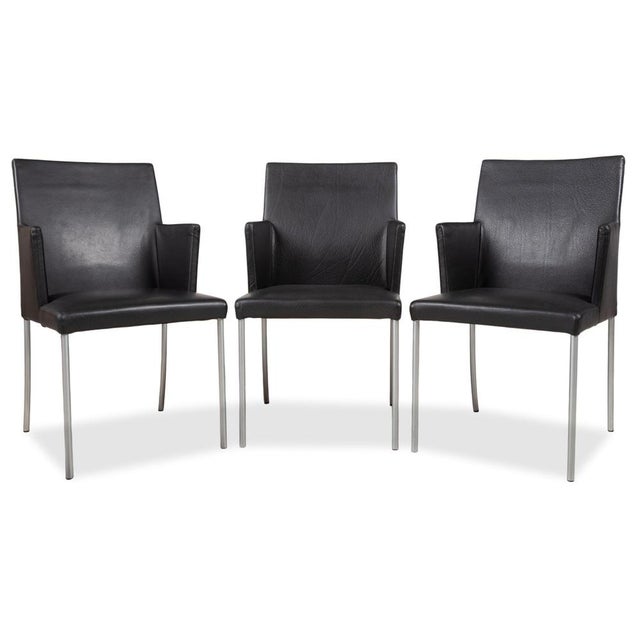 Jason Chair Set in Leather Black from Walter Knoll / Wilhelm Knoll, Set of 3 For Sale - Image 16 of 16
