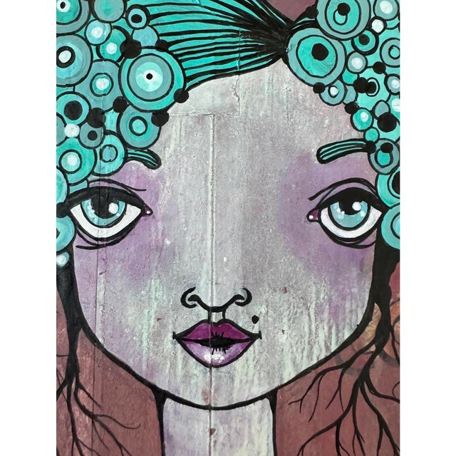 Contemporary Original Folk/Outsider Painting in Lavender and Gold Custom Italian Frame For Sale - Image 4 of 9