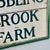 1930s Joyful Double Sided Wooden Trade Sign Advertising "Bubbling Brook Farm" in Green Paint For Sale In New York - Image 6 of 10