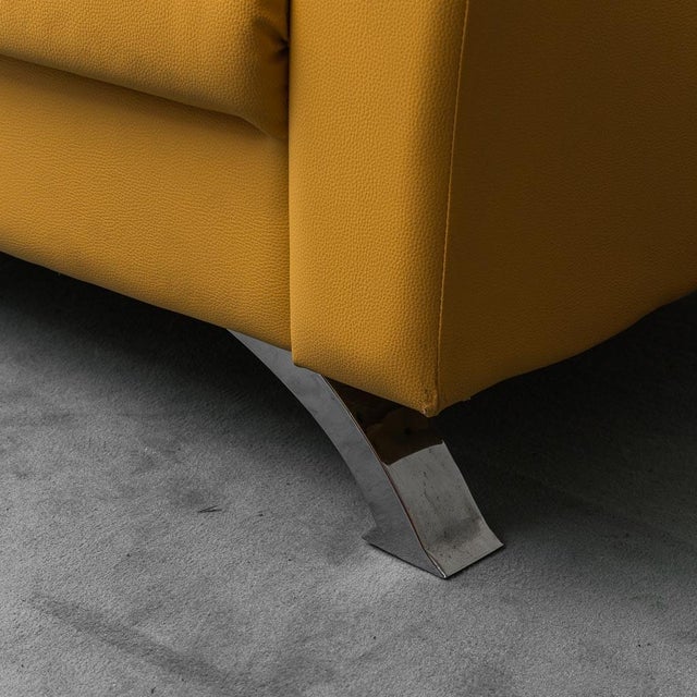 Metal Vintage Three-Seater Leather Sofa, 1990s For Sale - Image 7 of 10