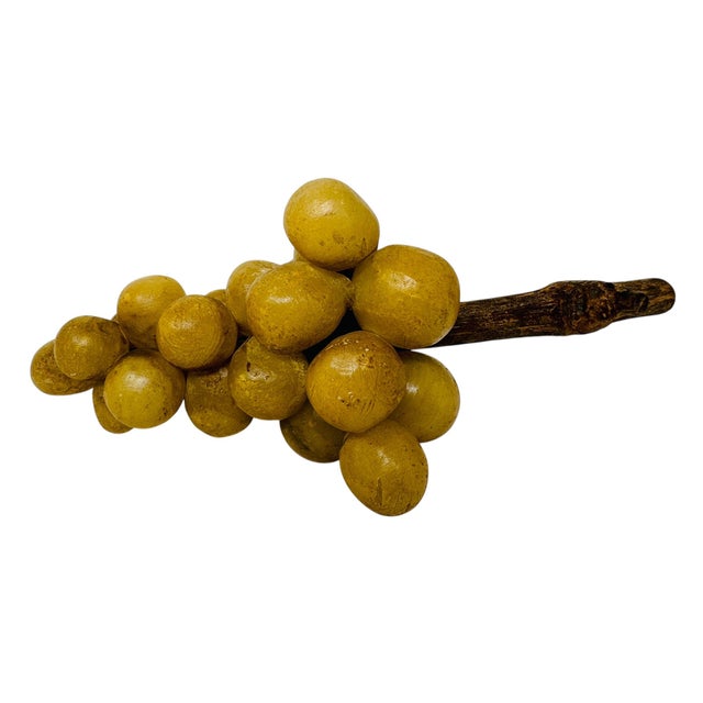 Exquisite 1940s Italian Alabaster Grapes - Set of 5 Hand-Carved Honey Gold Clusters For Sale - Image 13 of 16