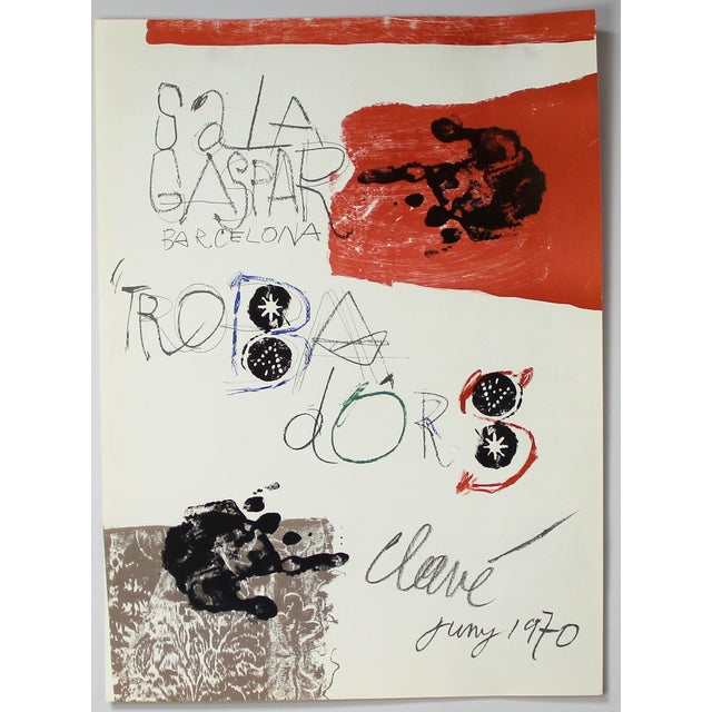 Lithographic Poster for the Antoni Clave Exhibition, 1970s For Sale
