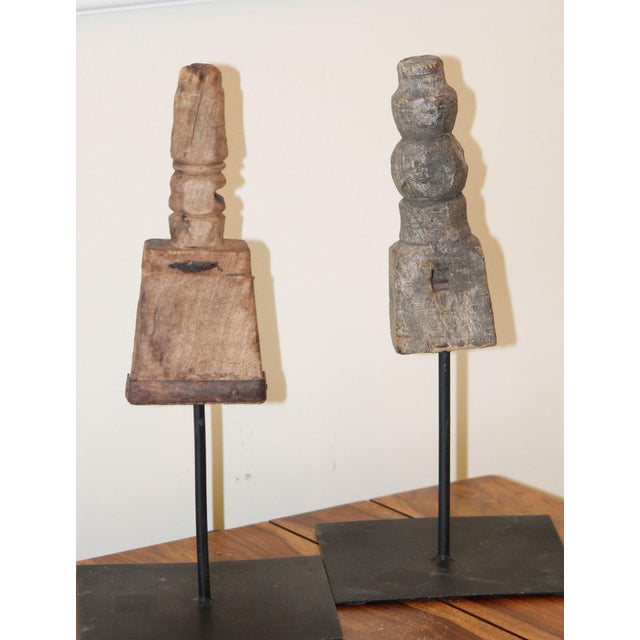 This is an excellent pair of smaller wood sculptures, excellent for accent decor. Both pieces of wood are very old and...