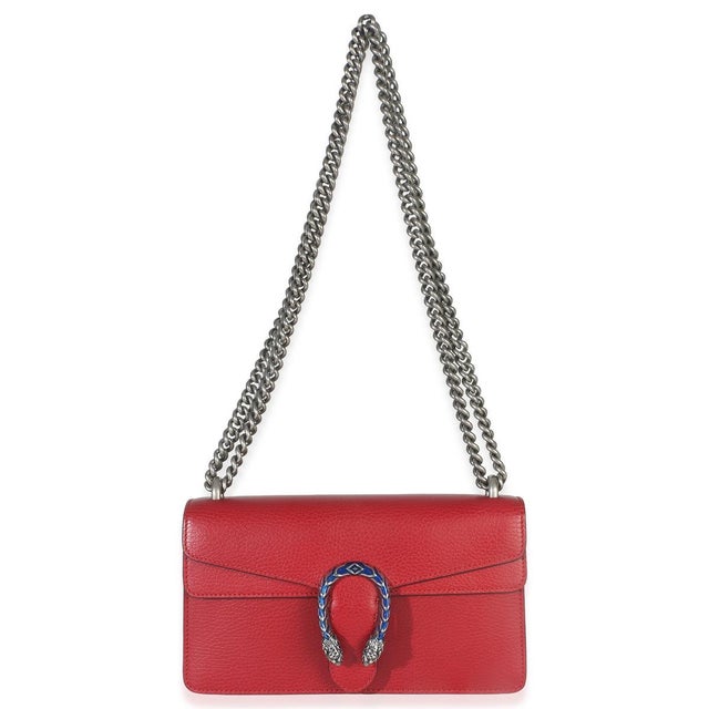 Red Red Pebbled Calfskin Small Dionysus Shoulder Bag For Sale - Image 8 of 9