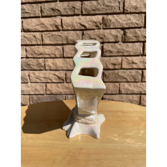 Vintage 1960s Iridescent Fan Vase For Sale - Image 6 of 11