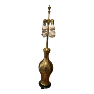 Vintage Mid 20th Century X-Large Brass Table Lamp Asian Motifs by Marbro Lamp Co.