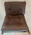Large Norwegian Siesta armchair; brown leather chair with Beech wood frame.