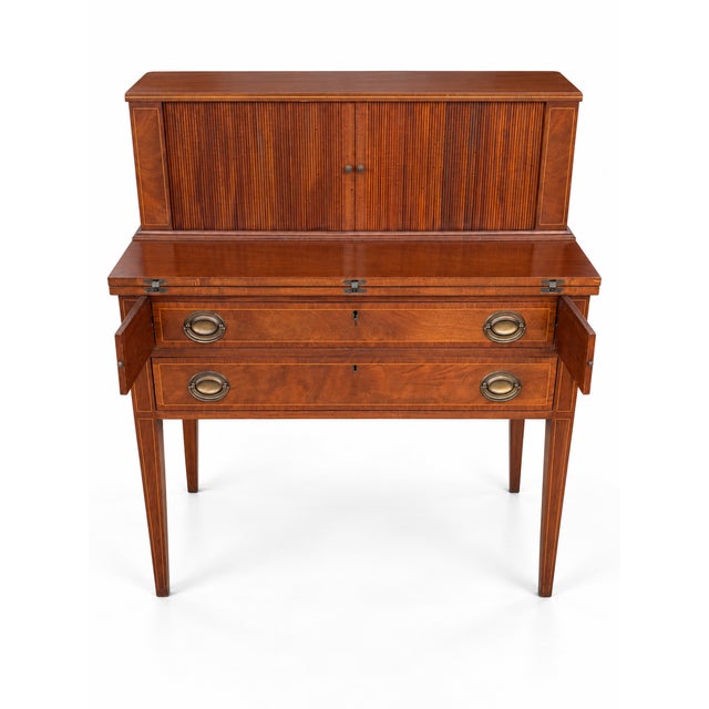 Vintage Federal-Style Tambour Writing Desk With Inlaid Details For Sale In Tampa - Image 6 of 10