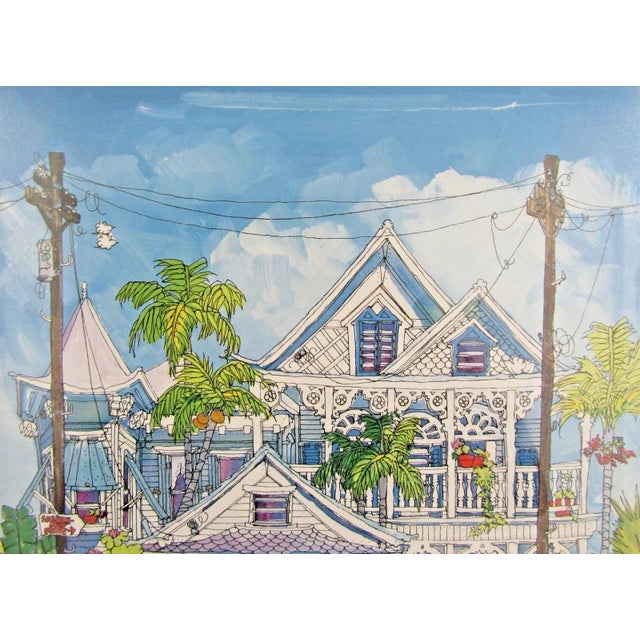 American Artist Ann Irvine Framed Key West House Lithograph 859/1000 For Sale - Image 4 of 8