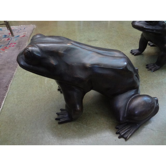 Pair of Japanese Bronze Frog Sculptures For Sale - Image 9 of 10