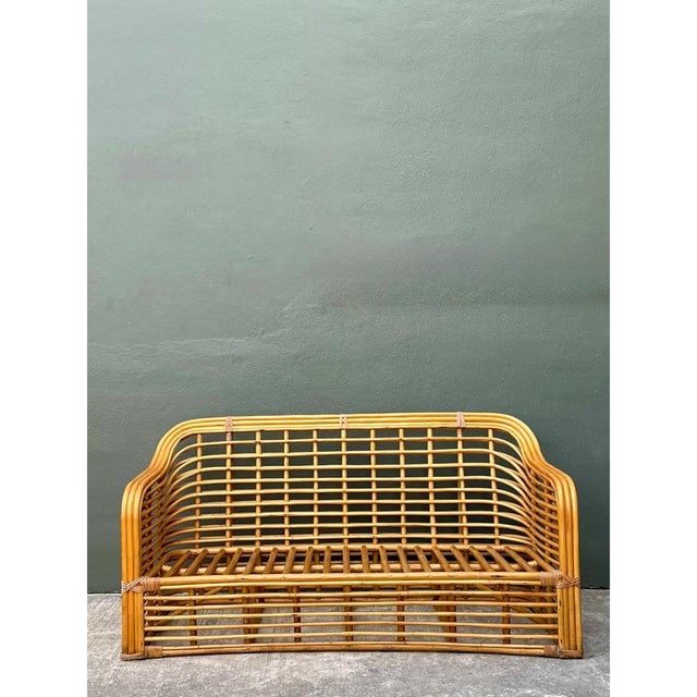 Vintage Stacked Rattan Sofa For Sale - Image 9 of 12