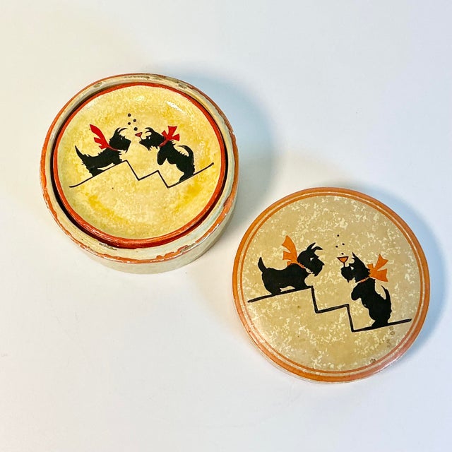 1950s Vintage Boho Chic Scottish Terrier Coasters - Set of 9. For Sale - Image 10 of 13