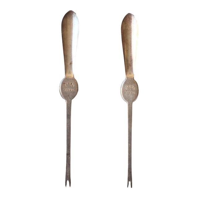 Vintage Hotelware Lobster Picks, "Stork Hotel", Pair For Sale