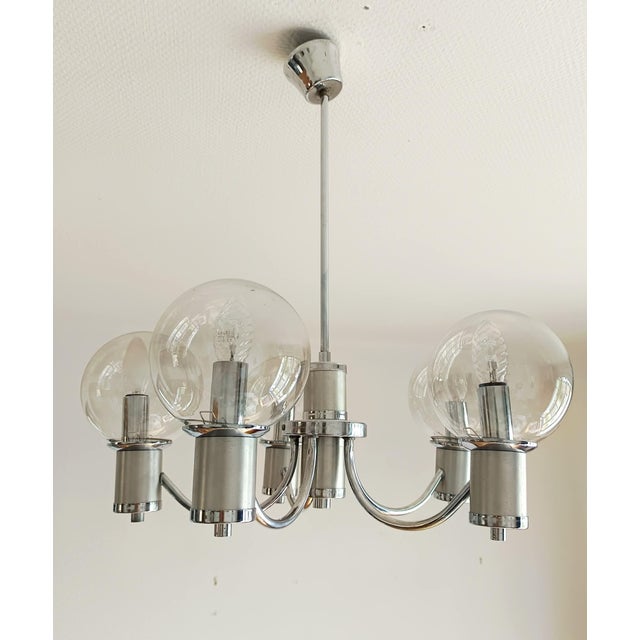 Space Age Chrome Chandelier, 1970s For Sale - Image 10 of 10